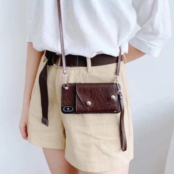 Accessories - Vegan Leather iPhone XS Case Crossbody Wallet